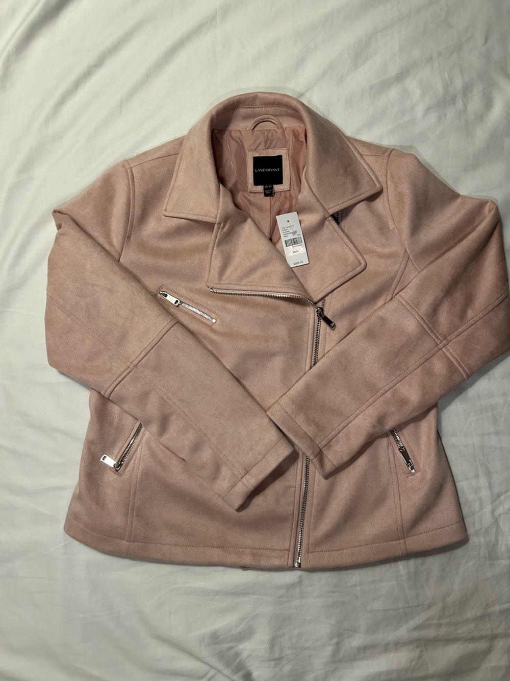 Lane Bryant Soft Pink Faux-Suede Moto Jacket